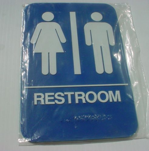 ADA Bathroom Sign &#034;UNISEX&#034; w/ raised pictograms, Grade 2 Braille New 9&#034; x 6&#034;