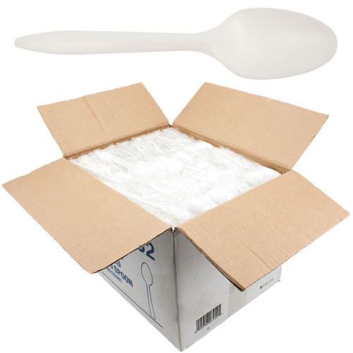 1,000 White Plastic Spoons Wrapped Disposable Restaurant Bulk Wholesale Lot
