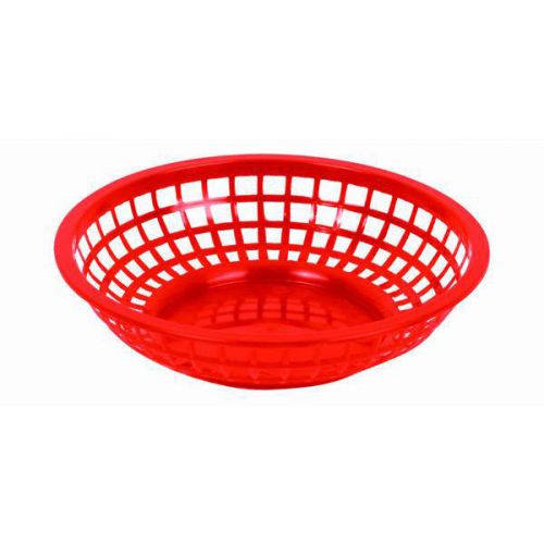 4 PC Fast Food Basket Baskets Tray Commercial Plastic 8&#034; Round RED NEW