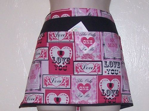 Hand Made servers/waitress Valentine APRON love you free shipping  6460