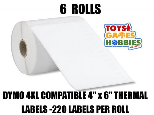 6x Dymo 4XL Compatible 4&#034; x 6&#034; Thermal Shipping Labels 220 Labels per Roll 4x6