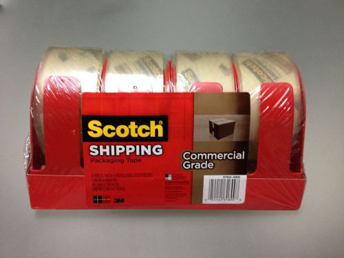 Tape- scotch 3m commercial grade shipping tape 4-roll dispensers 218-yd total for sale