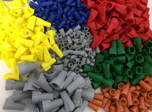 (750) Yellow-Orange-Red-Green-Blue-Gray Wing Wire Connector Nut Contractor MIX