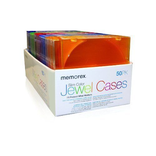 Memorex 50-pack Slim CD Jewel Case (5mm)- Assorted Colors