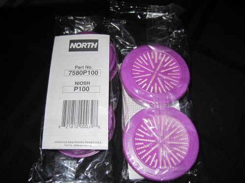 2 pairs north p100 respirator replacement filters 7580p100 new pkg. nr free ship for sale
