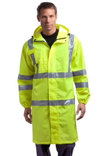 Safety Raincoat full length - Reflective Green Hi-Vis Raincoat w/ Hood size L
