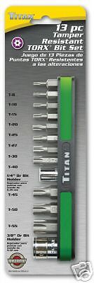 Titan 13 piece tamper resistant torx bit set 16113 for sale