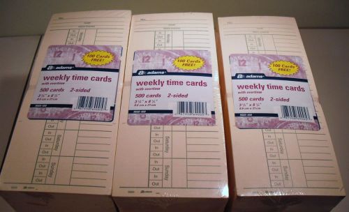 1500 Adams weekly time cards 2-sided w/overtime #9660