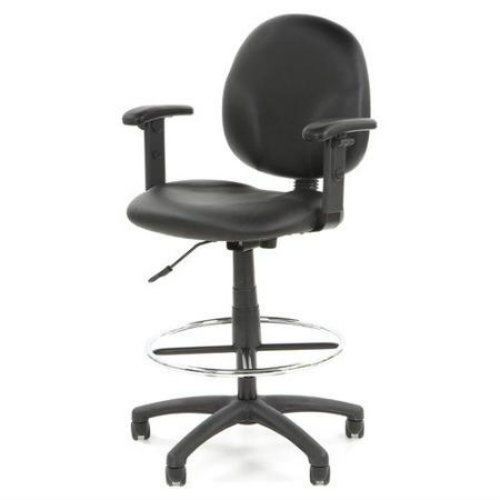 Black fabric drafting stools with adjustablearms &amp; footring by boss for sale