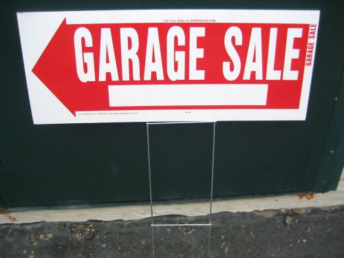 2 Hy-Ko #RS-804 10&#034;x24&#034; Plastic GARAGE SALE Sign with Metal Yard Wire Realtors
