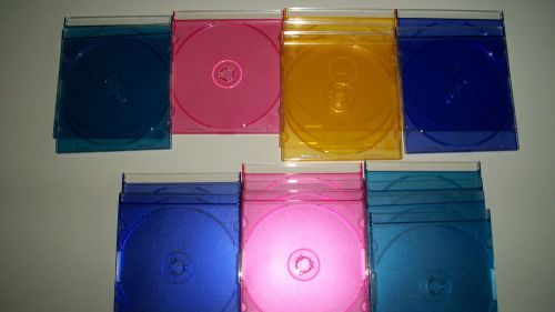 18 Slim 5mm Blue/Purple/Pink/Yellow Jewel CD DVD Case