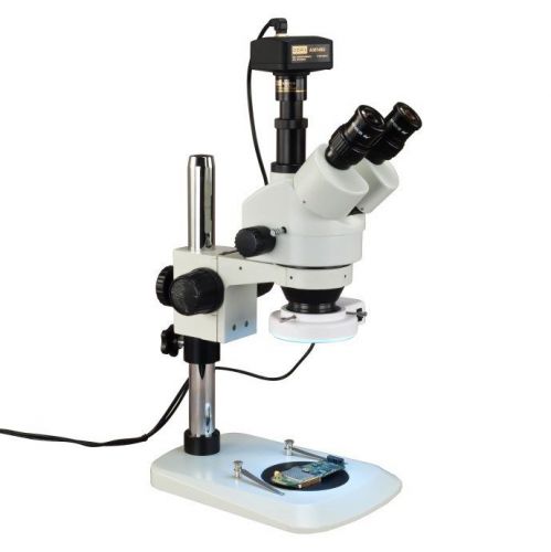 3.5x-90x narrow stand zoom stereo microscope+144 led ring light+14mp usb camera for sale