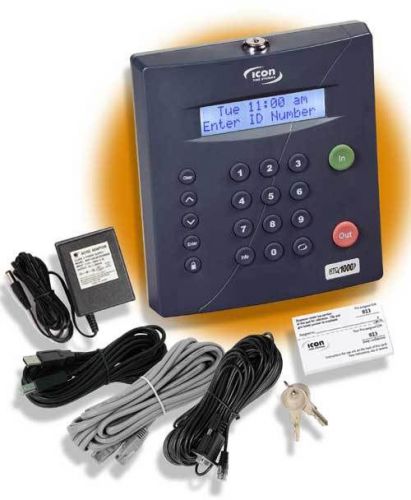 Icon sb100 pro remote access time clock complete 25 employee package free ship for sale
