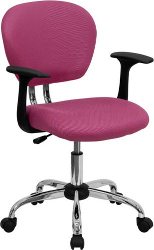 Mid-Back Pink Mesh Task Chair with Arms (MF-H-2376-F-PINK-ARMS-GG)
