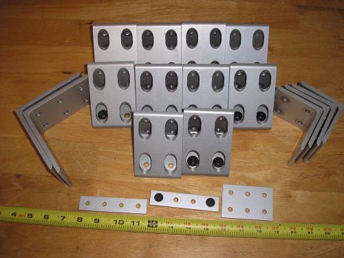 LOT OF 19 8020 T-SLOT ALUMINUM GUSSETS,BRACKETS AND PLATES