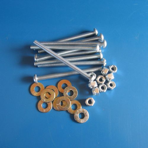 30 pieces stove bolts nuts washers kits nylon lock nuts 1/4&#034;-20x3-1/2&#034; for sale