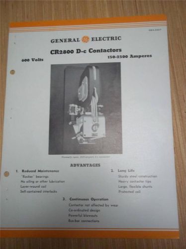 Vtg GE General Electric Catalog~CR2800 D-c Contactors~1935 Brochure