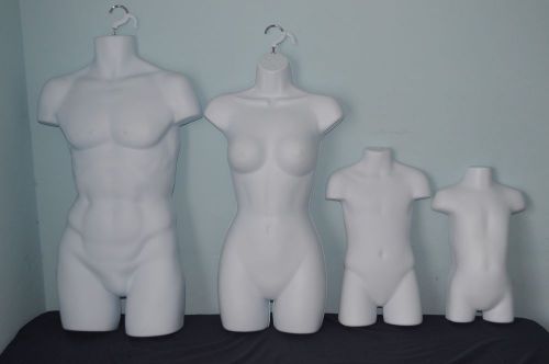 Set of Hanging Torso Mannequins for Man, Woman, Child &amp; Infant Clothing Display