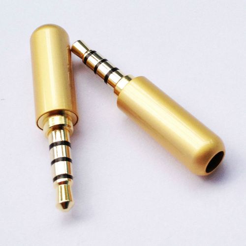 3.5mm 4 Pole Male Repair headphone Jack Plug Metal Audio Soldering &amp; Gold cover