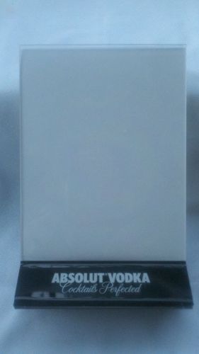 Absolut vodka advertisement menu card holder - 4x6 clear acrylic - table - new! for sale