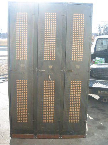 Vintage  lockers 3 bank usps us military army green art deco w/keys  brass hdwe for sale