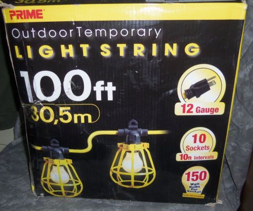 Prime LSUG2835 100&#039; Feet 10-Bulb 12/3 SJTW Outdoor Temporary Light String NEW