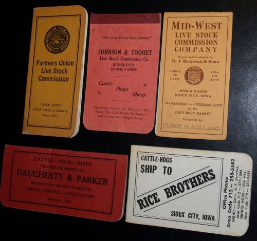 5 Vintage Livestock Pocket Notebooks Johnson &amp; Toohey, Mid-West 1932