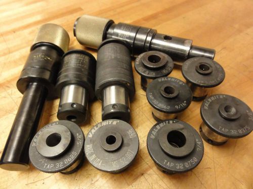(2) #2 1&#034; STRAIGHT SHANK QUICK CHANGE TAPPING ADAPTER &amp; (9) VALENITE TAP COLLETS