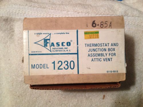 Fasco, NOS, Model 1230 Thermostat and Junction Box Assembly for Attic Vent