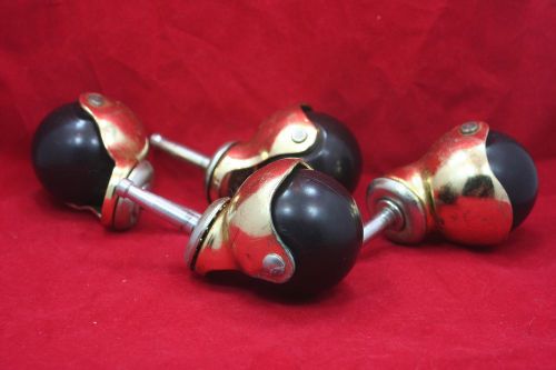 4 Large Ball Casters - 1 3/4&#034; Diameter - Black &amp; Gold Tone