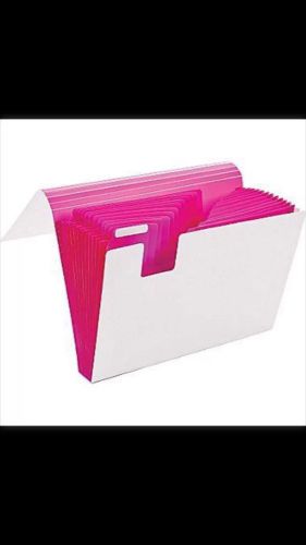 Poppin Pink Blue White Lime Green 13 Pocket Accordion File Filing Folders Office
