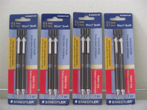 New (4) staedtler steadtler mars draft 2 pack mechanical pencils 0.5mm &amp; 0.7mm for sale