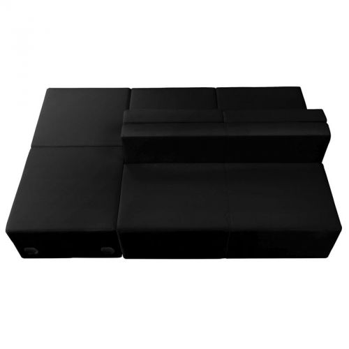 Alon Series Black Leather Reception Set, 4 Pieces (MF-ZB-803-880-SET-BK-GG)