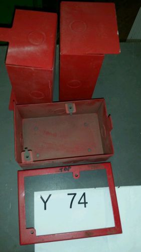 FIRE ALARM LOT OF 4     3 SURFACE BOXES.     1 EXTENSION
