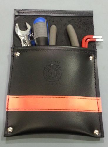 Sav-A-Jake Firefighter Leather Pocket Tool Pouch w/3M Solid Orange Reflective