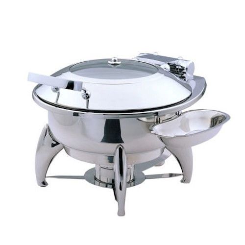 Medium Round Chafing Dish with Glass Lid, Base and Spoon Holder