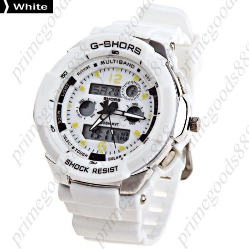 Dual Time Mode Digital Electronic Watch Wrist Watch Timepiece Unisex in White