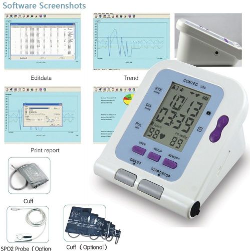 FDA USA LCD Desktop Electronic Sphygmomanometer,NIBP,PR Monitor,Free Software