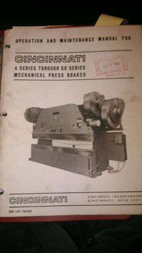 Cincinnati 4 series thru 50 series mechanical press brake manual