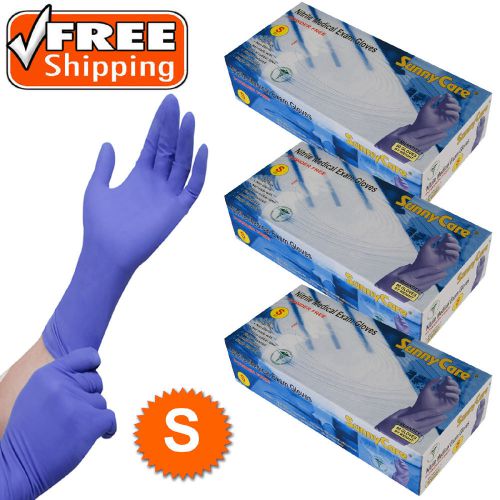 3Boxes Nitrile Exam Glove High Risk Heavy Duty 8mil Blue 12&#034; Extended Cuff Small