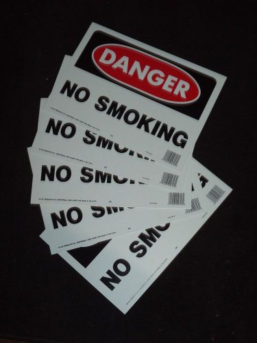 Lot of 5-Danger No Smoking Signs 10x14 Inch Fire &amp; Explosion Safety at Business