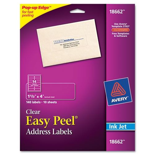 Avery Consumer Products Easy Peel Mailing Labels for Inkjet Printers, 140/Pack