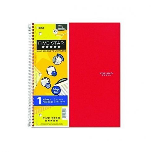 Mead Five Star Wirebound Notebook with College Rule Letter 100 Sheets White New