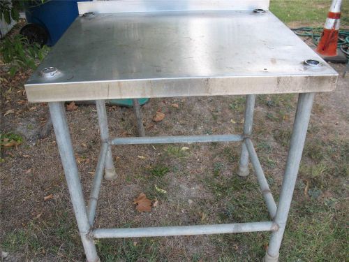 Vintage Stainless Steel Work Table Food Industrial Metal Commercial 33&#034;H x 32&#034;W