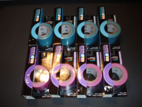 EIGHT ROLLS GLO TAPE,PURPLE AND BLUE, NEW SEALED