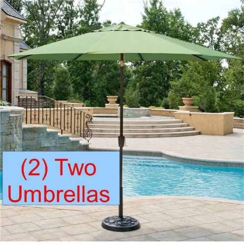 New (2) Two GREEN 10FT Commercial Cafe Bar SUNBRELLA Market Umbrella Patio Pool