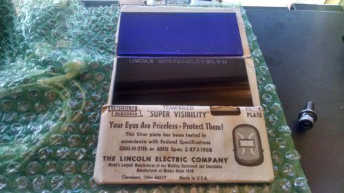 Vintage nos 70&#039;s lincoln super visibility welding lens #9/10 with blue drop in. for sale