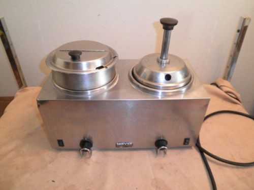 Server Twin FSP Hot Fudge Cheese Topping Warmer Dispenser w/ Pump, Lids, Cans NR