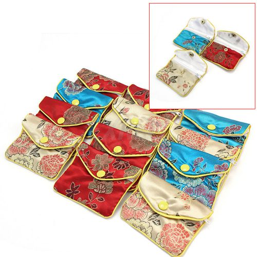 12pcs zipper embroider brocade pouch rings jades coins bag jewelry gift package for sale