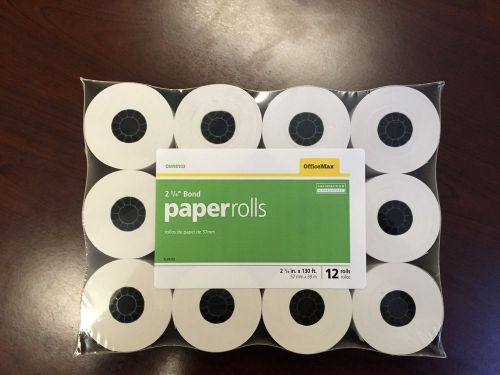 Office Max 2-1/4&#034; Bond Paper Rolls, 12 pack